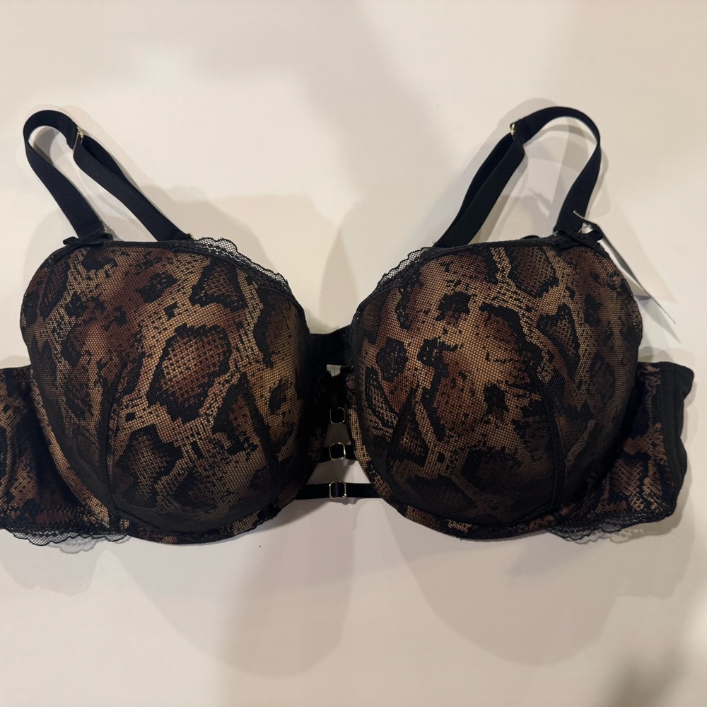 Cacique Leopard Print Bra - Black and Brown